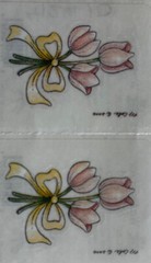 TINY PINK TULIPS Watercolor Sticker(2pc) Provo•Country•Flower •Garden•Yellow Bow
