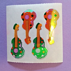 vintage great seven pearly ukuleles guitars sticker module