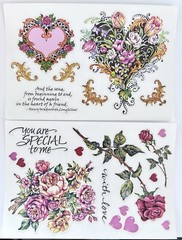 Vintage PSX Designs Stickers SET of 2 Sheets 4″X6″ Love/Heart/Floral NEW