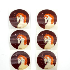 VTG 10 Lot Unicorn Head Stickers Night Stars 1983 Sky Ent LA CA Round 2″ 80s