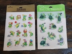 Vtg Hallmark Smiling Happy Turtle Stickers Rub On Transfers 1981 1982 4 Sheets