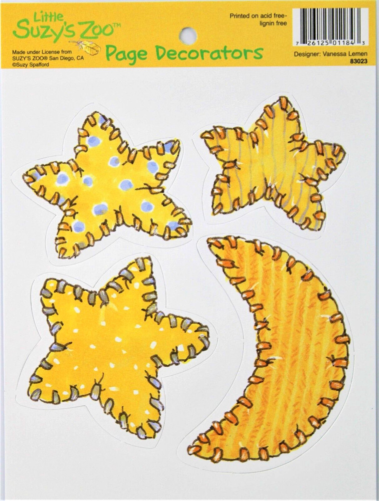 Suzy’s Zoo «Moon & Stars» Scrapbook Page Decorator #83023 Includes 4 Die Cuts