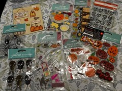 Stampin Up/Jolee’s Halloween Lot Stickers/DSP/Paper pumpkin Boxes Skulls Carving