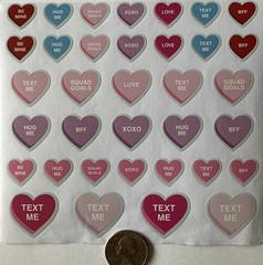 CANDY HEART Stickers (35pc)Sayings…Messages…Love…Valentine’s Day…Card Making…