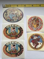 Vtg Mary Engelbreit Oval/Circle Sticker Lot Queen Princess Cheer 5pc NOS