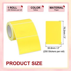 250 Per Roll 2×3″ Rectangle Inventory Color Coding Labels Yellow 1 Roll