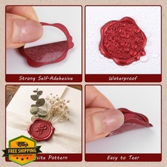 WSICSE 60pc Red Wax Seal Stickers Rose