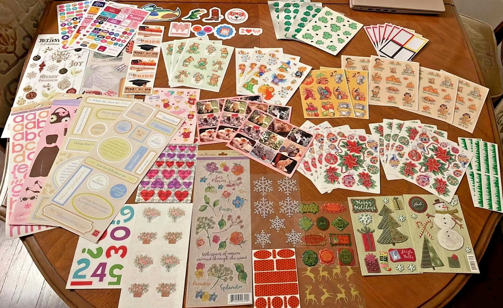 Huge Lot of Stickers over 57 full sheets, Unused, Mix of vintage and recent