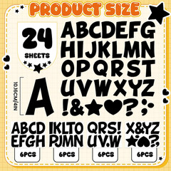204Pcs Large Letter Stickers 4 Inch Alphabet Stickers 24 Sheets Bulletin Board