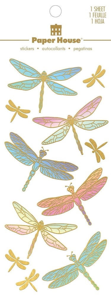 Faux Enamel Pastel Dragonfly Gold Foil Stickers Planner Supply Papercraft Crafts