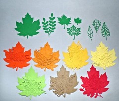 64 pcs Total Leaves & Leaf Die Cuts Pieces Assorted Designs Handmade Fall Colors