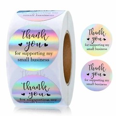 1 Roll-500pcs 1.5» Rainbow Stickers Thank you Holographic Round Sealing Labels