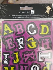 Studio G Halloween Scrapbook Kit Lot 6PC Chipboard Stickers Gems Pumpkin