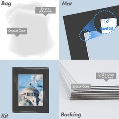 Acid-Free Pre-Cut 16×20 Picture Mat Sets for 11×14 Photos Backers & Clear Bags