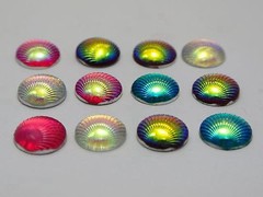 100 Mixed Color With AB Shell Acrylic Flatback Round Cabochons 10mm