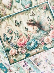 Scrapbooking Junk Journal Fairy Paper Kit 10 Pages for Paper Craft Projects #FD1