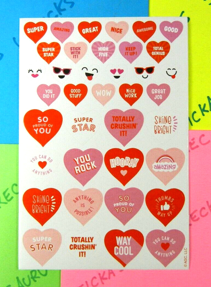 American Greetings Love Words Hearts Sticker Sheet