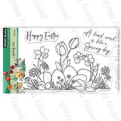 New Penny Black Rubber Stamp …SPRING DAY Happy Easter cling set free USA ship