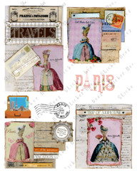 Paris Vacation Collage Sheet Supplies Scrapbook Junk Journal Card Topper