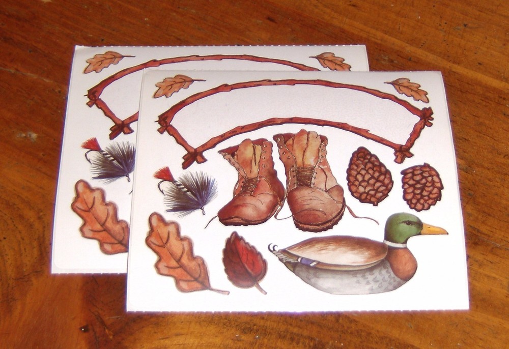 Colorbok Joy Marie Sticker Sheet(2) ~ Lodge Elements, Duck, Hiking Boots, Leaves