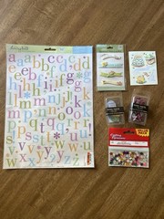 Vintage Scrapbook Craft Lot Stickers Rub Ons Brads Disney K&Company 22+ Items