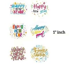 100 Happy New Year ASSORTED 1″ STICKERS LABELS SEALS Holiday Party Favor
