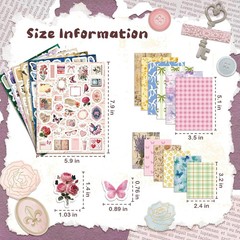 540 PCS Vintage Floral Scrapbook Supplies & Scrapbook Stickers, Junk Journal Sup