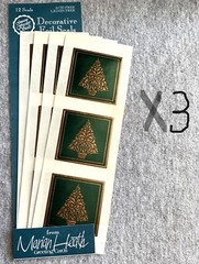 36 Fossler Christmas Seals Stickers Embossed Foil Holly Flower Tree Marian Heath