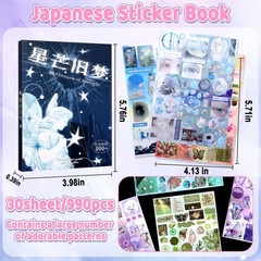 990Pcs Cute Scrapbook Stickers Travel Y2k Japanese Sticker Book for Adult Kaw…