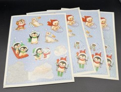 Hallmark Christmas Animals Sticker Sheets lot. 4 sheets. vtg collectible