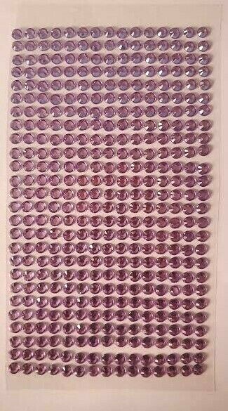 CraftbuddyUS 390 pcs 4mm (26 Stripes) Lilac Self Adhesive Round Rhinestone Gems