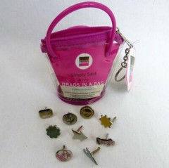 Simply Said Brads in Bag 42 Pieces 9 Designs Love U Heart Fly Give Memories New