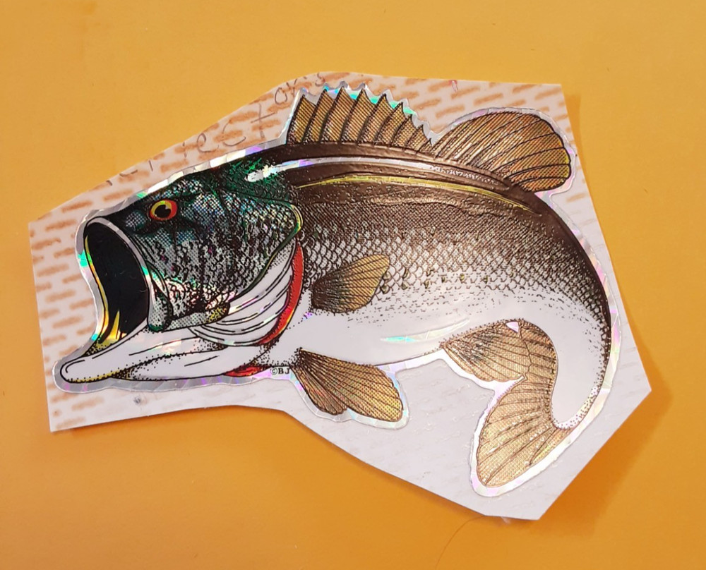 vintage 80’s Decal Specialties (BJ) Large mouth bass large sticker *used*