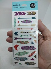 Hallmark Stickers Arrows and Feathers 4 Sheets 104 Pieces