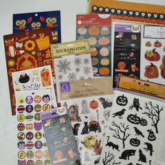 Lot Of 20+ Halloween Pumpkins Fall Stickers Scrapbook Dimensional Glitter