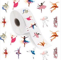 500 pcs Sticker Seals Roll Dance Ballet Ballerina Semi Gloss Self Adhesive NEW