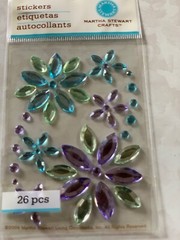 MARTHA STEWART CRAFTS ADHESIVES LIGHT BLUE & VIOLET FLOWERS & DOTS 26PCS