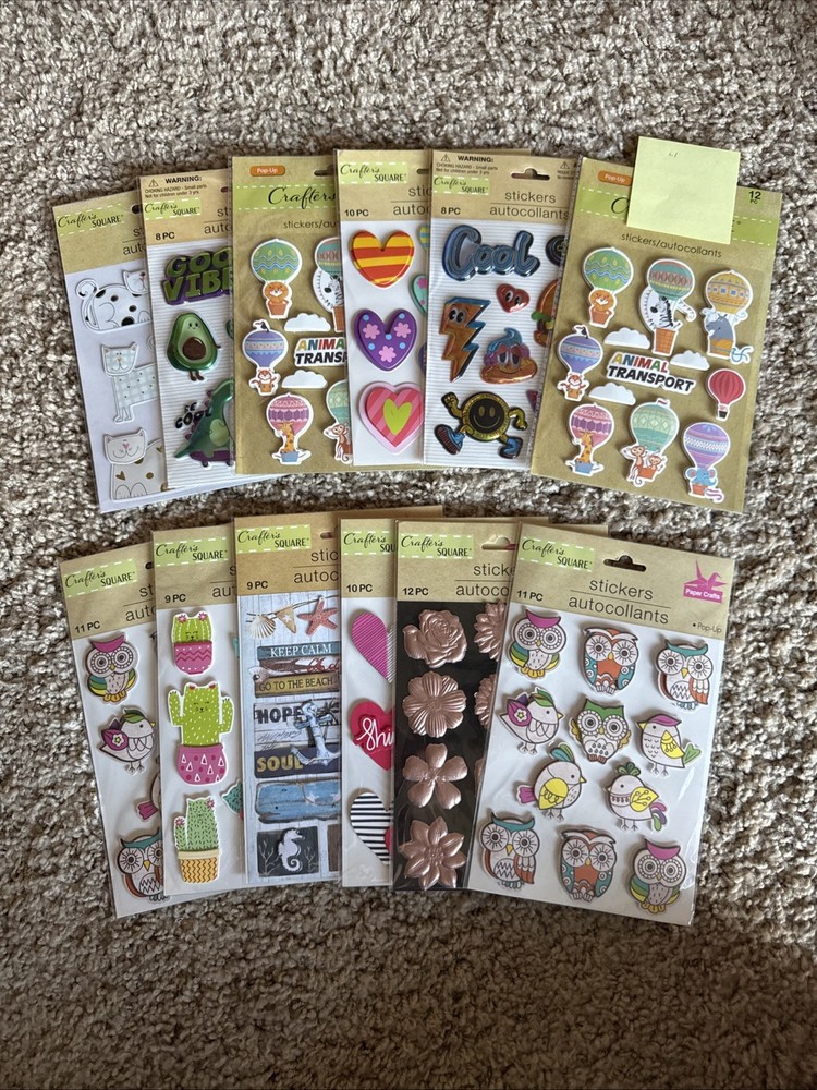 Crafter’s Square Glass Stickers Craft Assorted Lot 12 Pages Over 120 Stickers L1