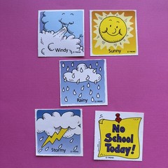 Vintage 90s Trend 1991 Post Play Sun Magnets & Classroom Calendar Weather Lot
