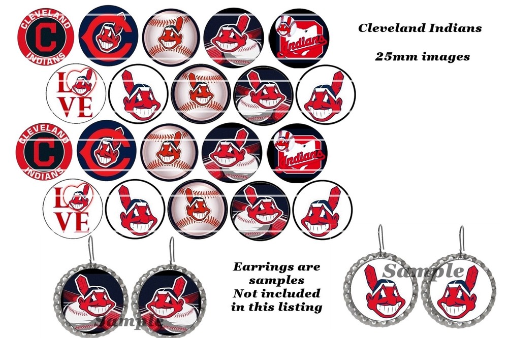 Bottle Cap Images (25mm) 1″ ~ Precut ~ Cleveland Indians Inspired (set 3)