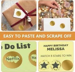 60Pcs Gold Scratch Off Stickers,2inch Round Scratch-Off Labels Self-AdhesiveEasy
