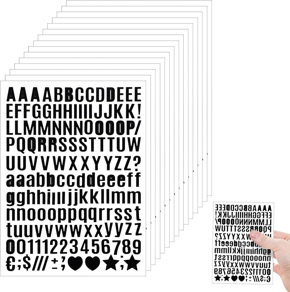 15 Sheets Small Letter Stickers, 1/2 Inch Self Adhesive Letters Stickers Mailbox