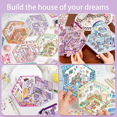 10 Sets DIY 3D Sticker Scene Sticker Therapy Cute Cartoon Stickers Scene Make Yo