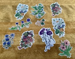 Large Lot of Stickers, Temporary Tattoos/Transfers, & Stencils, Plastic Snap Bin