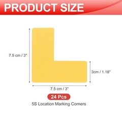 5S Location Marking Corner, (3x3x1.2 Inch, Yellow) (24Pcs), l -shaped Sticker
