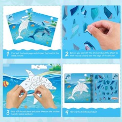 homicozy 3PCS Sticker Paint Books for Kids Ages 4-10,Dinosaur Astronaut Ocean…