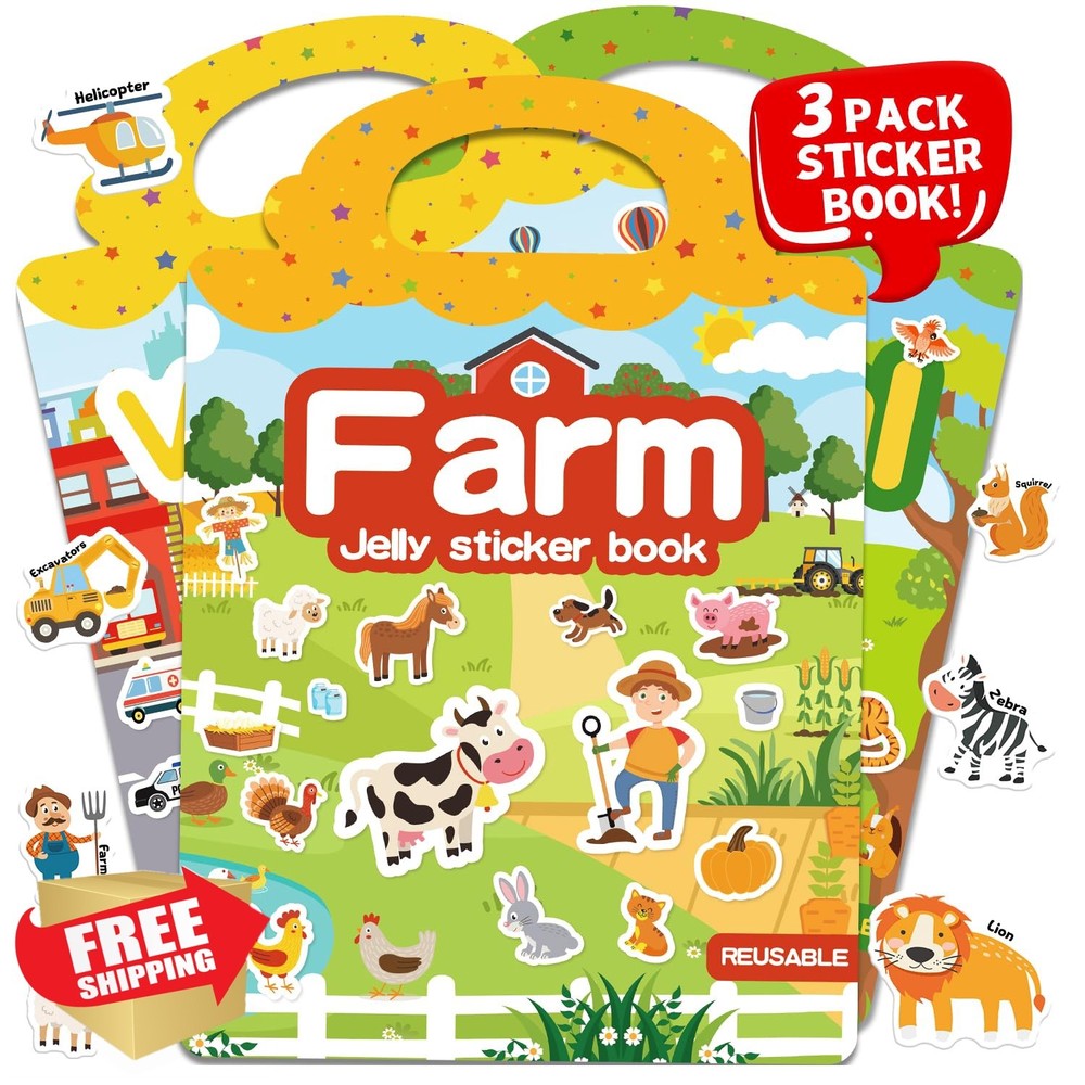 CREATIVETREES Sticker Book Farm Vehicles Animal Toddler 3-6