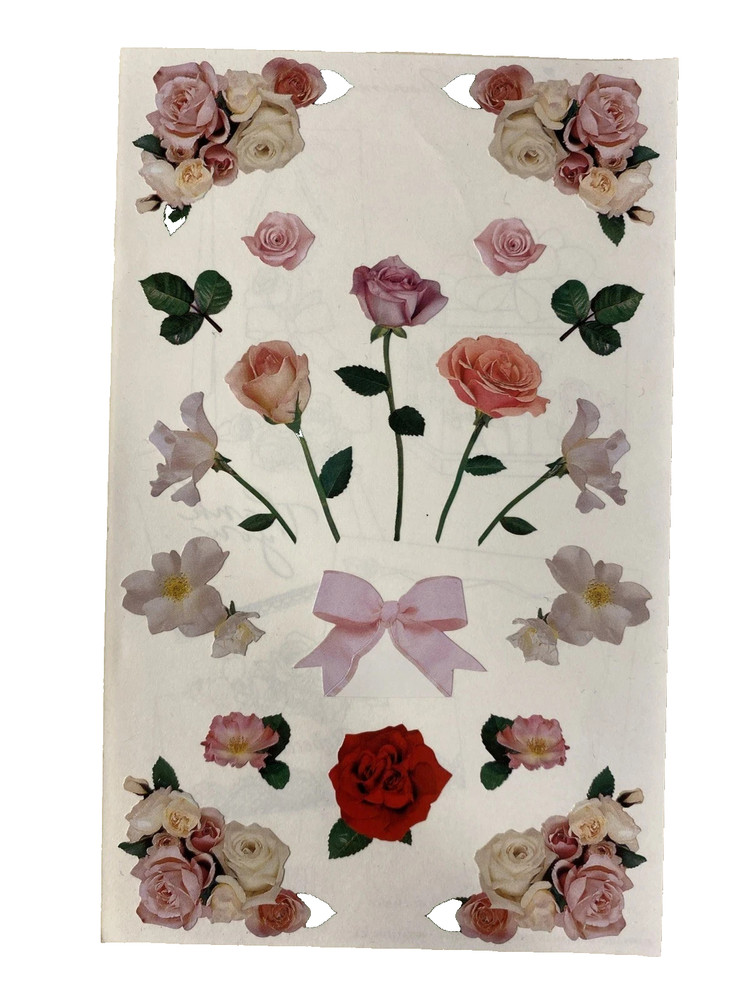 Vintage ROSE GARDEN Flower Sticker Sheet Scrapbook Planner Craft Stickers