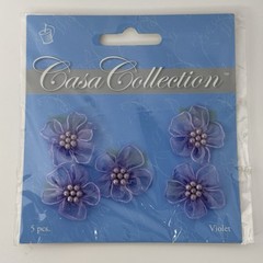 Casa Collection Small White Roses Appliqué Embellishments Pink Purple Blue