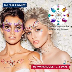 12 Sets Face Jewels Gems Mermaid Glitter Rhinestone Crystal Stickers Waterproof